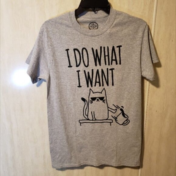 DOM Gray "I Do What I Want" Cat T-Shirt | Size S | Unisex - Picture 4 of 5
